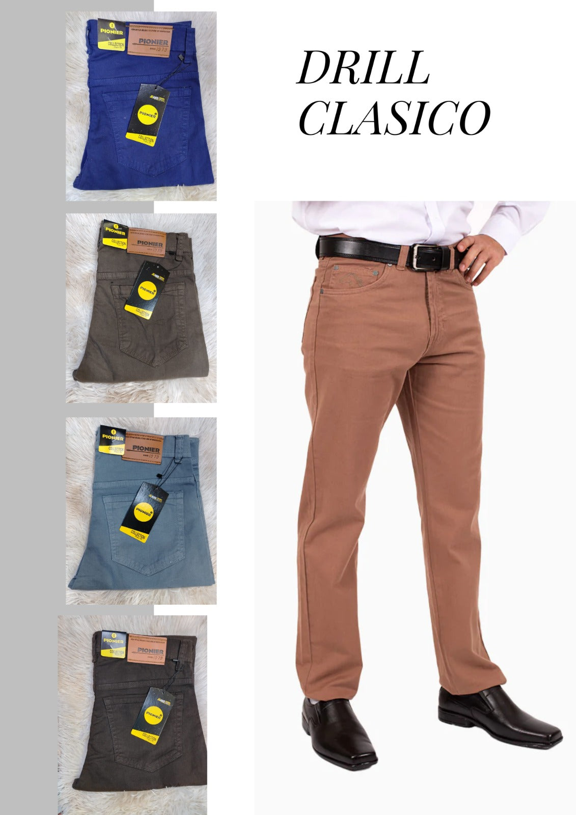 Pantalón Drill Clásico Pionier para Caballero – Estilo, Resistencia y Comodidad