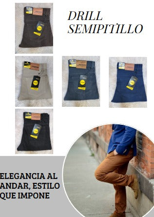 Pantalón Drill Semipitillo Pionier para Caballero – Estilo, Comodidad y Resistencia